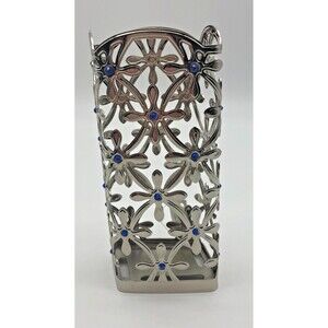 Bath & Body Works Soap Hand Sanitizer Dispenser Sleeve Silver Blue Gem